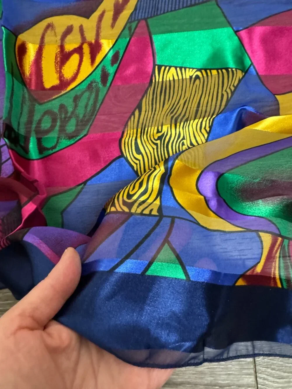 VTG 1980s  Pablo Picasso Satin Scarf Art Abstract Face Square 39